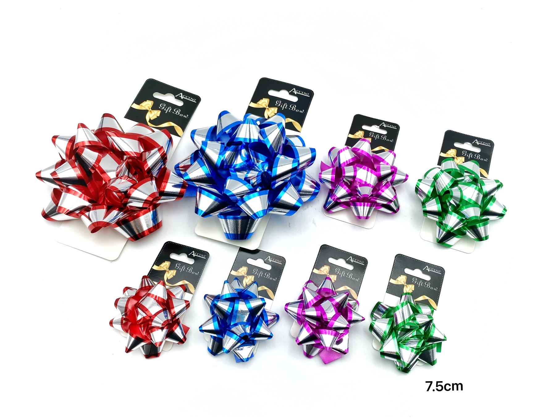 bulk 24 2 Tone Gift Bow 7.5cm Assort Cols