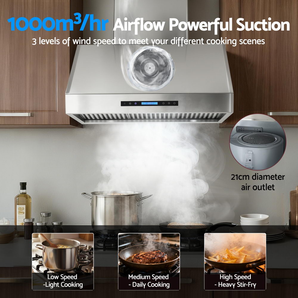 Devanti 900mm Range Hood 3-Speed Fan LED Display Remote Control โ image 5