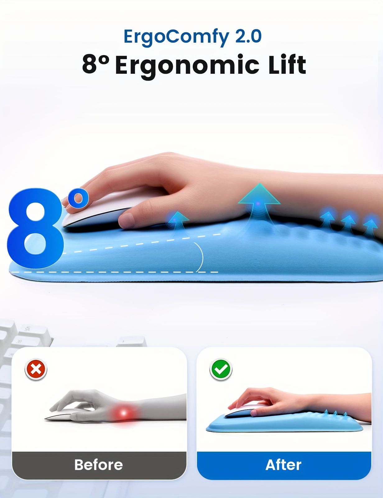 Gray Vaydeer Ergonomic Mouse Pad with Cushioned Wrist Rest and Smooth Tracking Surface โ image 5
