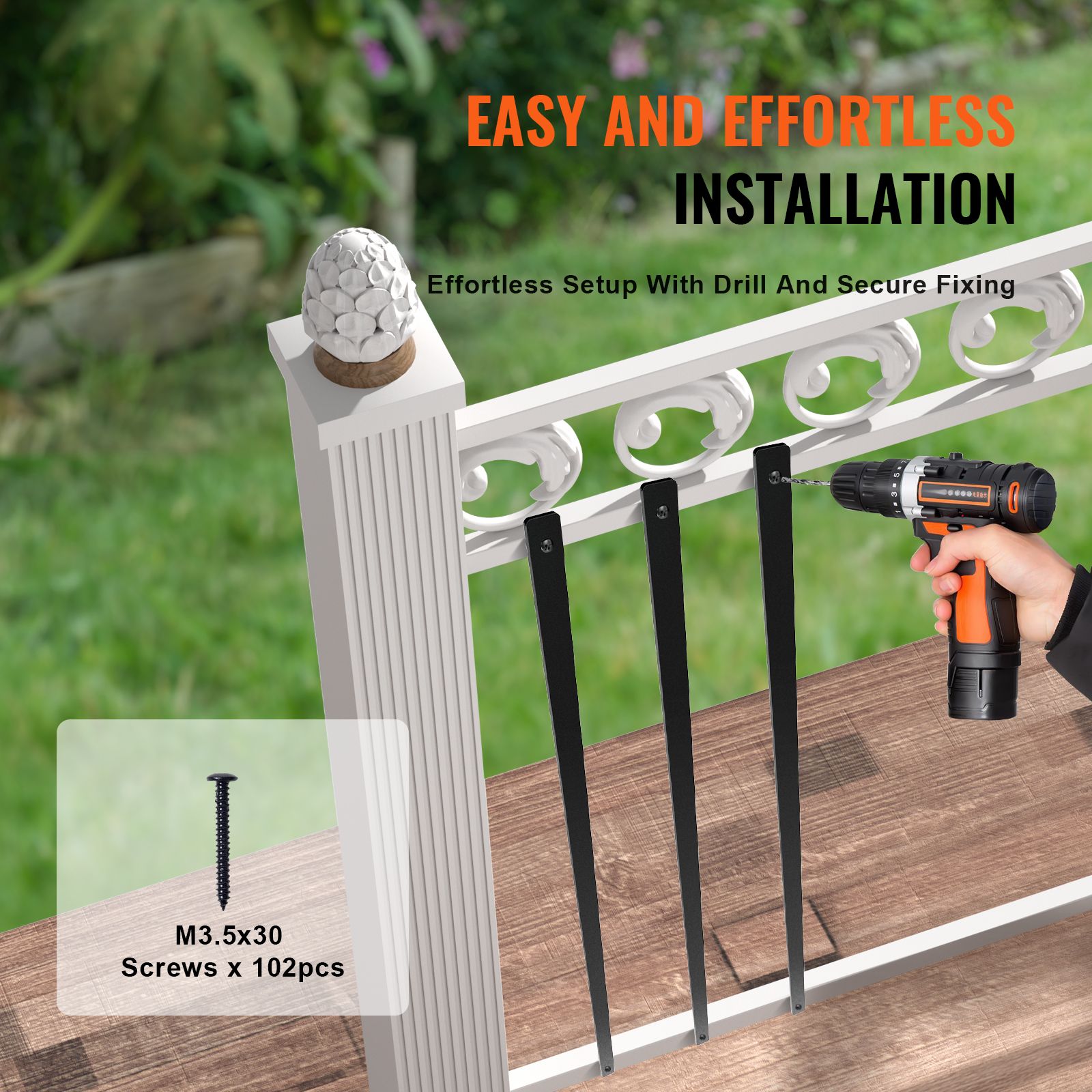 Staircase Metal Balusters, 32.28"x1"x0.2" Flat Aluminum Alloy Decorative Banister Spindles, 51 Pack Deck Baluster with Screws, Classic Hollow Deck Railing — image 5