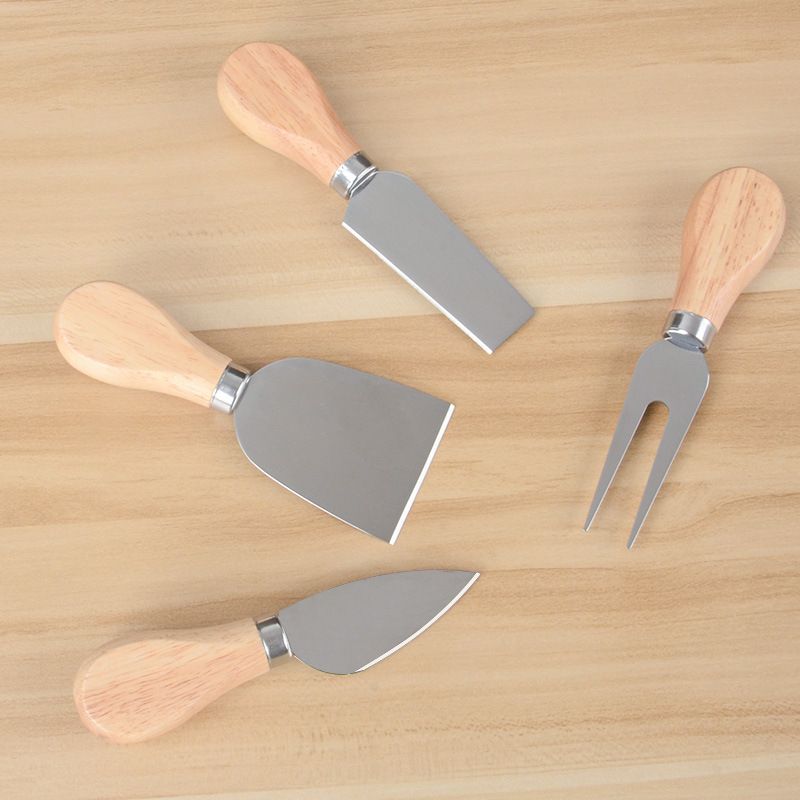 Cheese Knife Set, 4 PCS Cheese Knives for Charcuterie Board Utensils, Cheese Knives Set with Wood Handle Steel Stainless — image 2