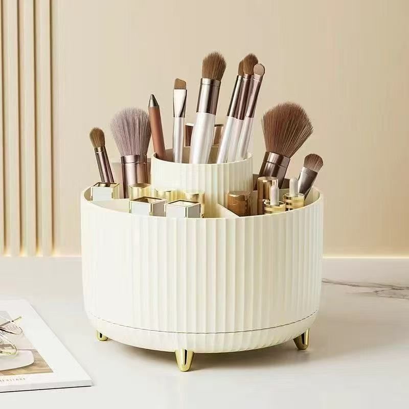 360 Degree Rotating Makeup Organizer Plastic Makeup Organizer 5 Compartment - Pink - Size 01 — image 4