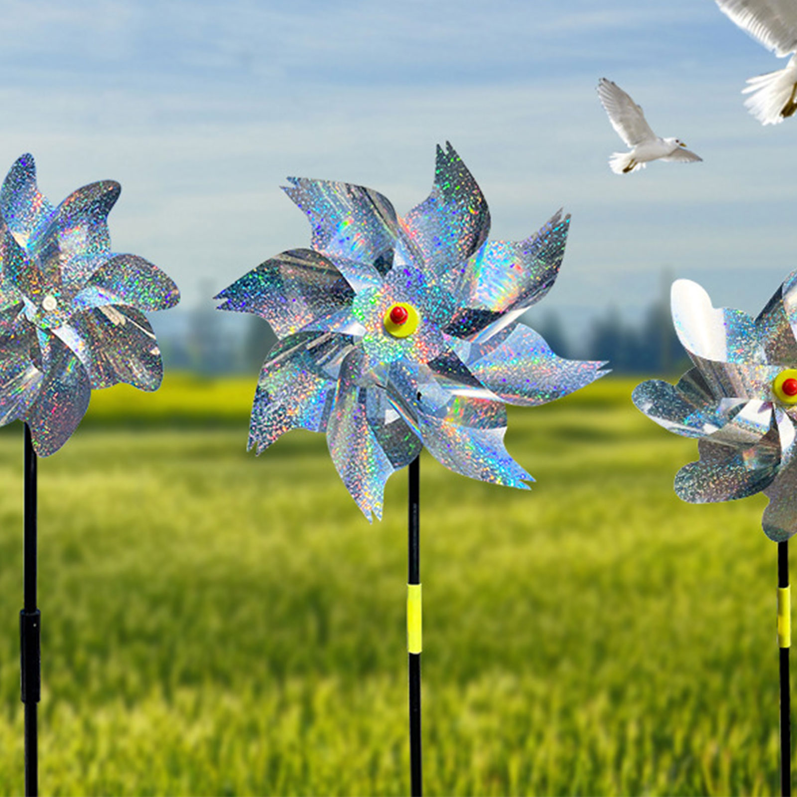 INF Reflective Scarecrow Wind Spinner Silver 2-pack โ image 5