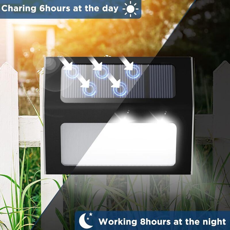 12 Pack Waterproof Solar Stair Lights Cool White Black — image 2