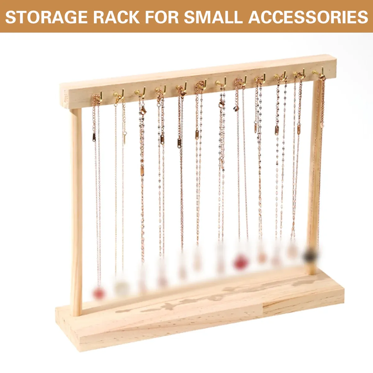 Solid Wood Necklace Jewelry Display Racks for Home Store Showcase Storage - 12 hooks — image 6