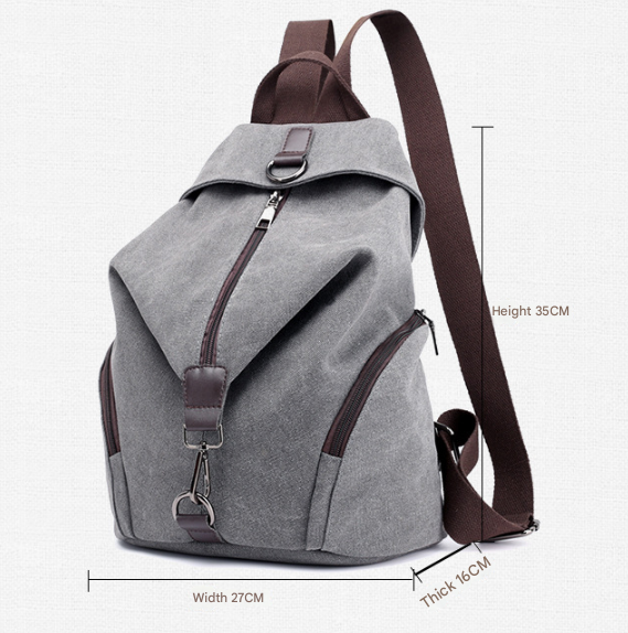 Black Women's Vintage Canvas Backpack Casual Daypack Retro College School Bag Large Capacity Rucksack for Travel Work & Daily Use โ image 2