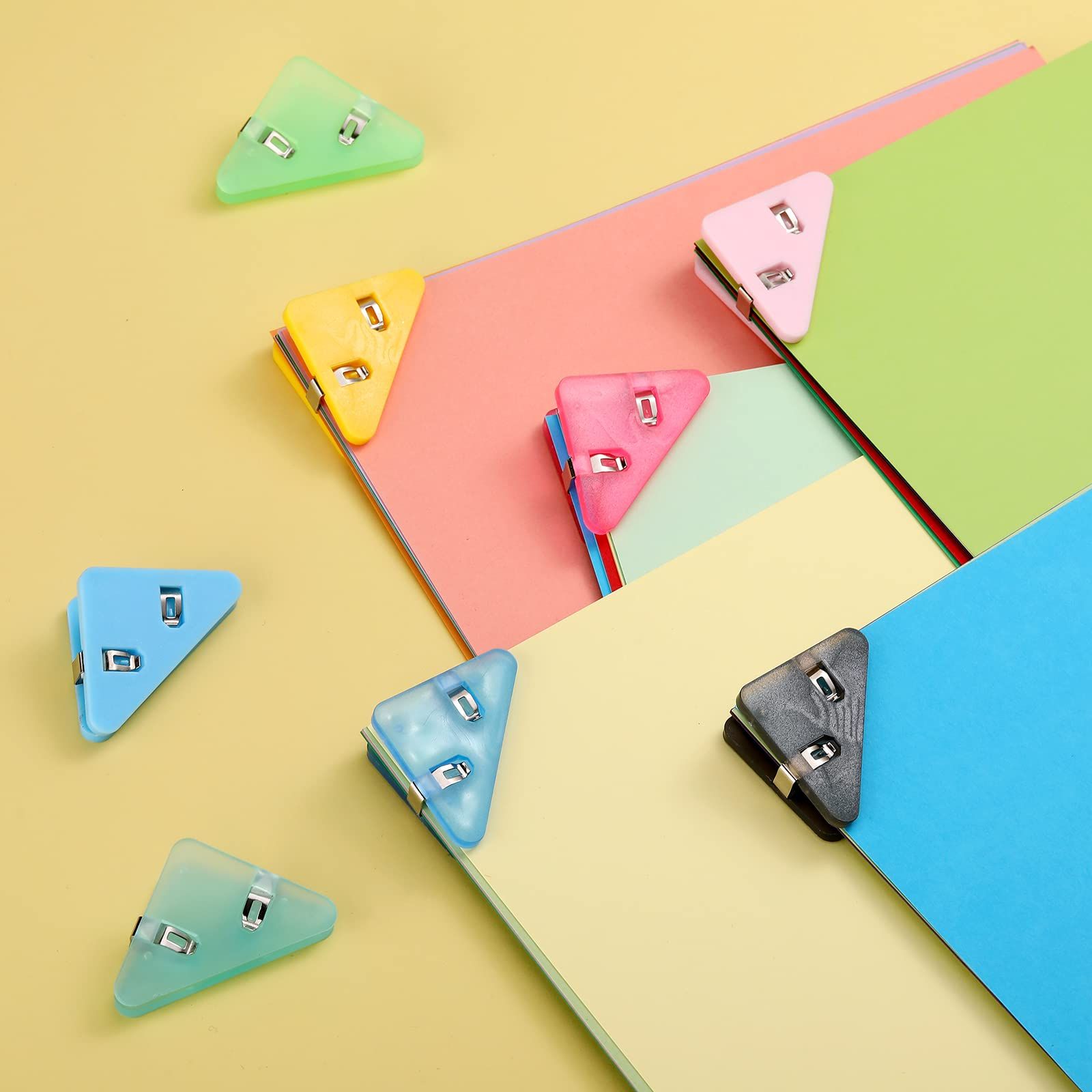 50 Pcs Corner Clip Triangle File Corner Clip Multifunctional File Clip Assorted Colors Corner Paper Clip Book Clip Prevent