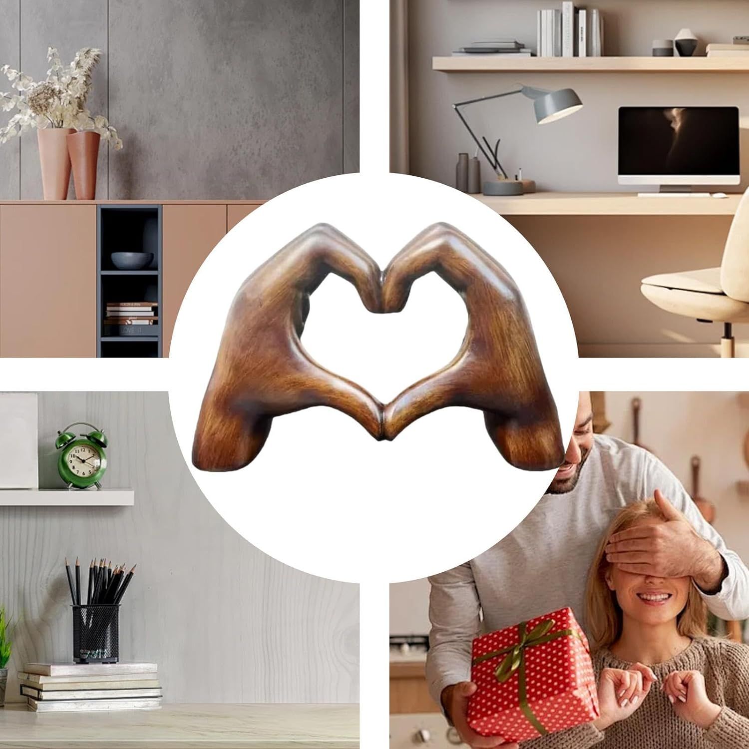 Heart Hands, Heart Hands Statue, Aesthetic Modern Love Statue, Heart Hands Ornament, Boho Home Decor Resin Accessories for Bedroom Living Room Bookshelf Table โ image 5