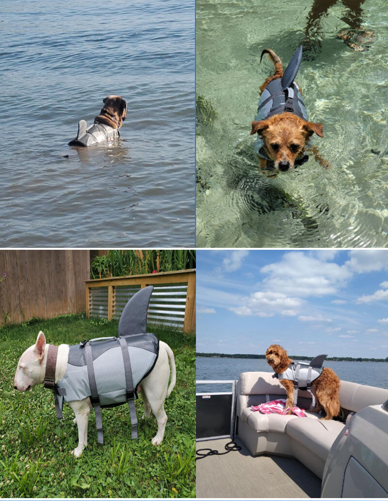 Pet products Dog Life Jacket, Cute Shark Dog Life Vest for Swimming Boating with Superior Buoyancy and Rescue Handle, Adjustable Puppy Floating Swim — image 3