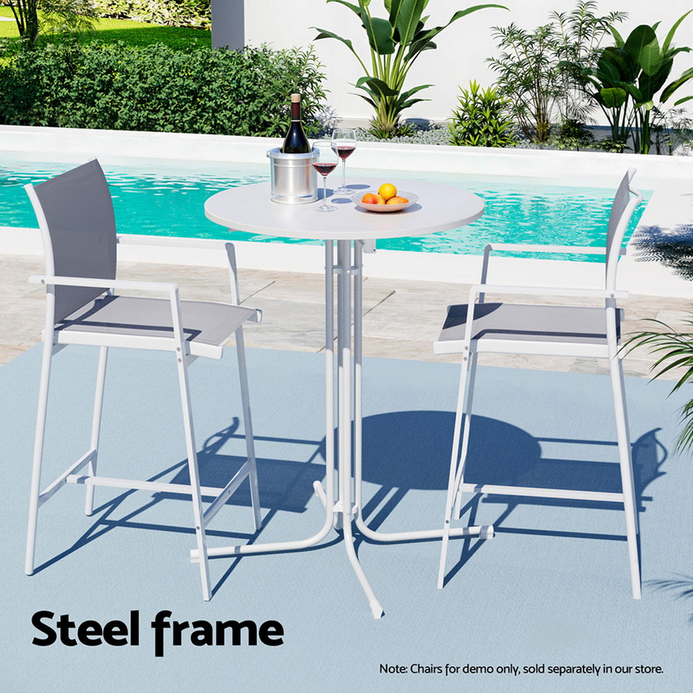 Gardeon Outdoor Bar Table Round Folding Desk Top 109cm Patio Furniture White โ image 6