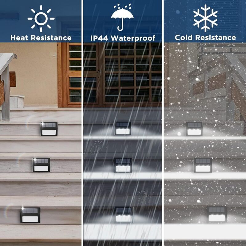12 Pack Waterproof Solar Stair Lights Cool White Black — image 3