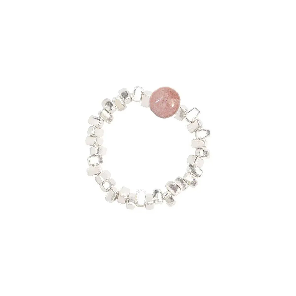 Elegant Pink Beads and Silver Beads Ring Delicate Jewelry for Women and Girls โ image 2