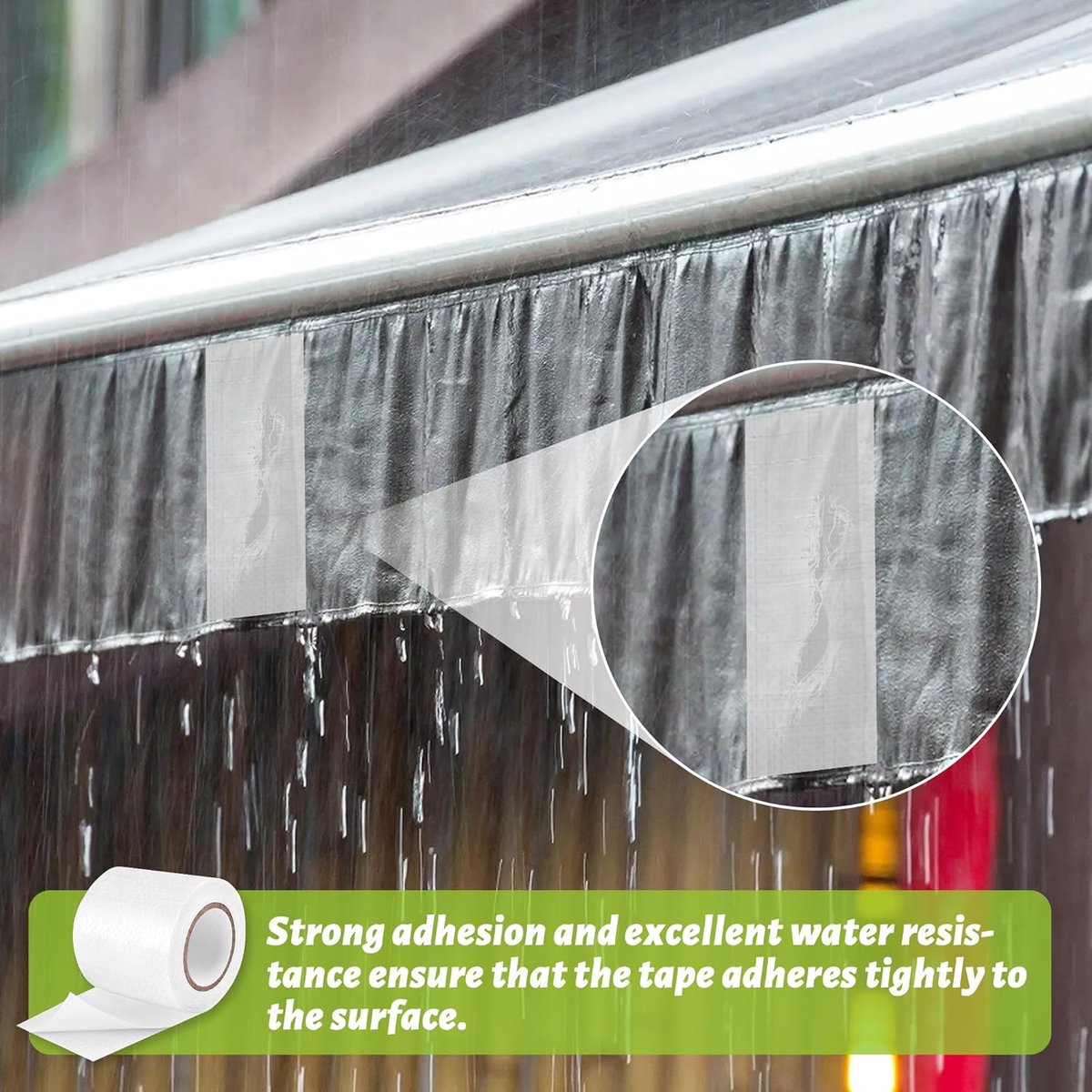 Repair tape - 8cm x 2M - Transparent - Repair cloth - Self-adhesive - for awnings, sails, boat covers and tents - Waterproof - TPU — image 4