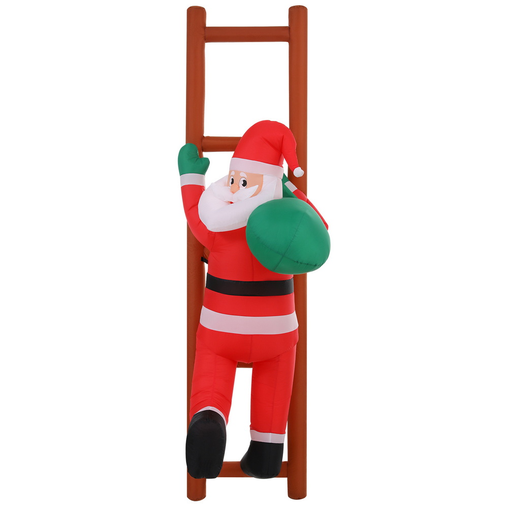 Jingle Jollys Christmas Inflatable Santa Climbing Ladder 2.45M Height LED Decorations Illuminated — image 3