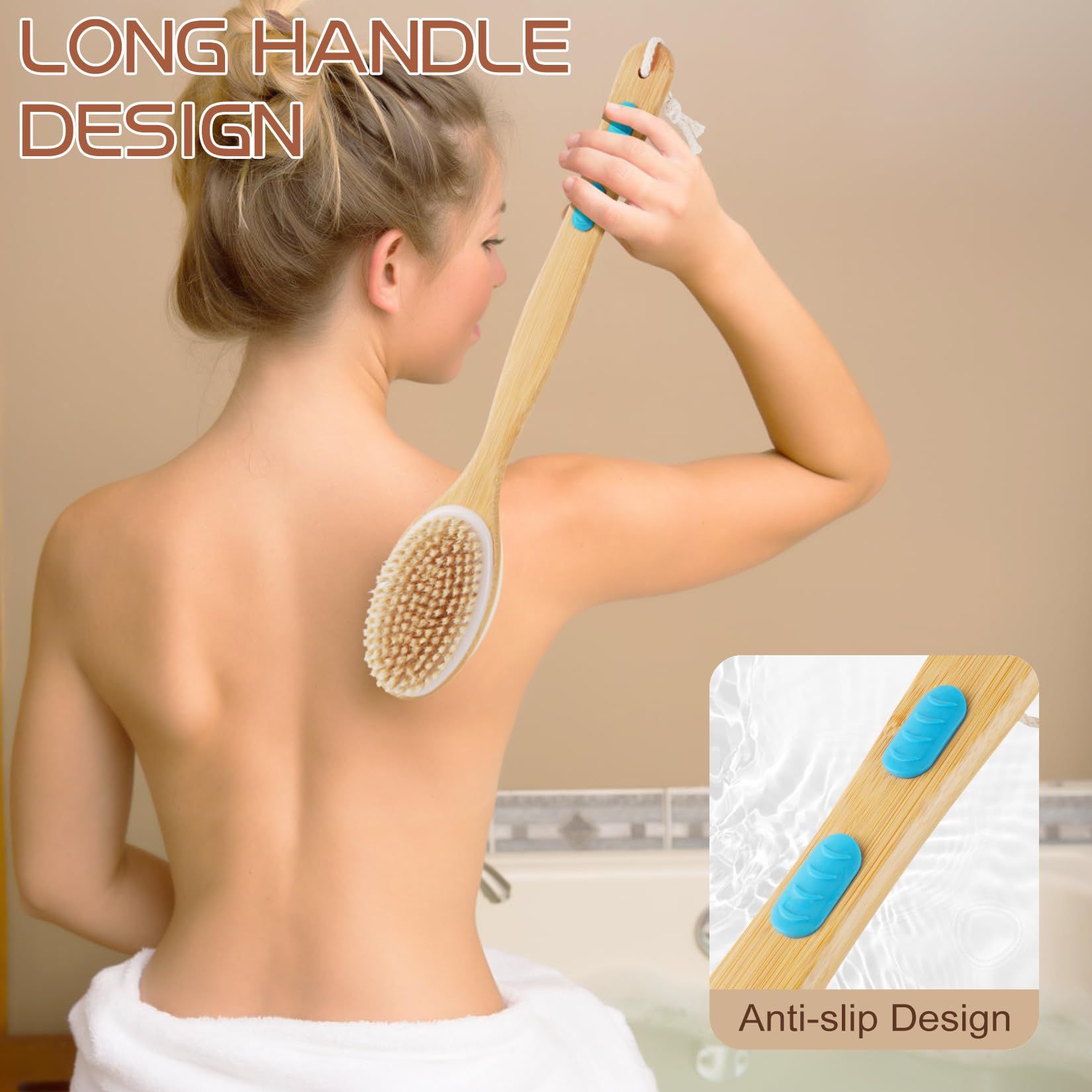 Dry Body Brush - Exfoliating Body Scrub Brush for Bath and Shower w/Thick Bristles for Lymphatic Drainage, Cellulite and Skin — image 4