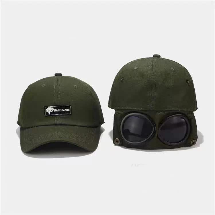 Army Green Stylish Aviator Goggle Baseball Cap - Unisex Outdoor Cotton Sun Hat โ image 4