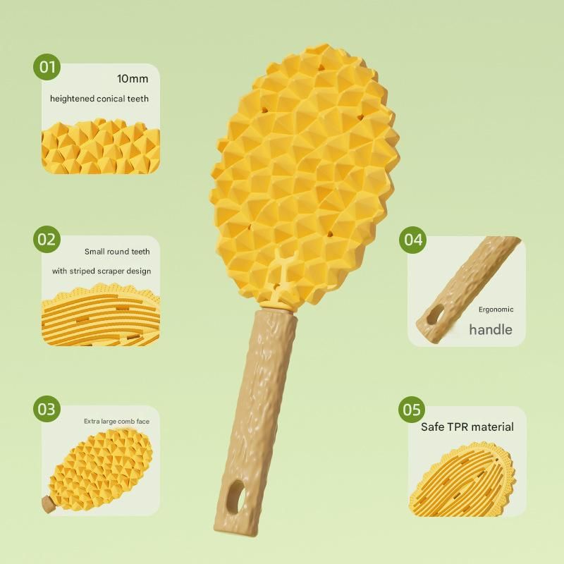 2-piece yellow Pet Durian Massage Grooming Brush - TPR Double-Sided Deshedding Comb for Cats Dogs - Gentle Pet SPA Grooming Tool — image 5