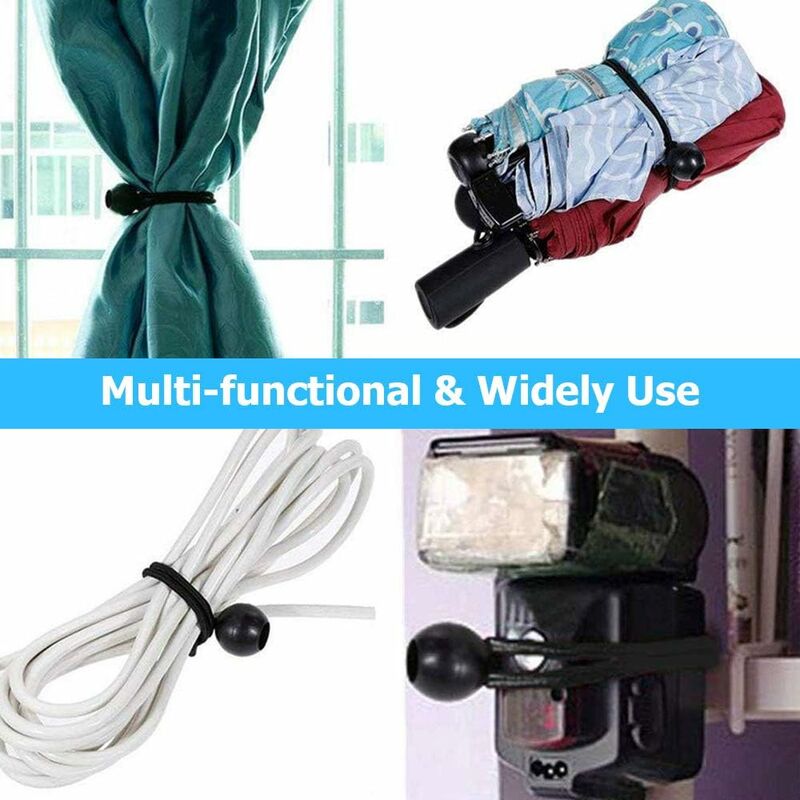 30 pcs Bungee Cords, Rubber Bungee Cords With Elastic Ball For Tarp Tents, Banner, Flag, Camping, Pavilion (Black) โ image 3