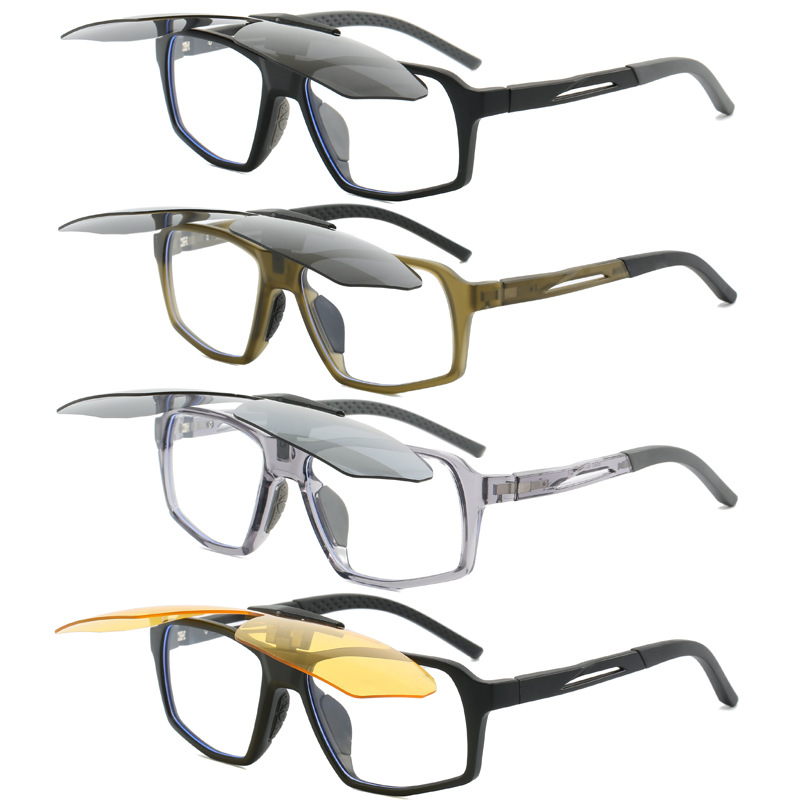 Black Flip-Up Polarized Sports Sunglasses - Versatile Outdoor Cycling and Windproof Eyewear — image 2