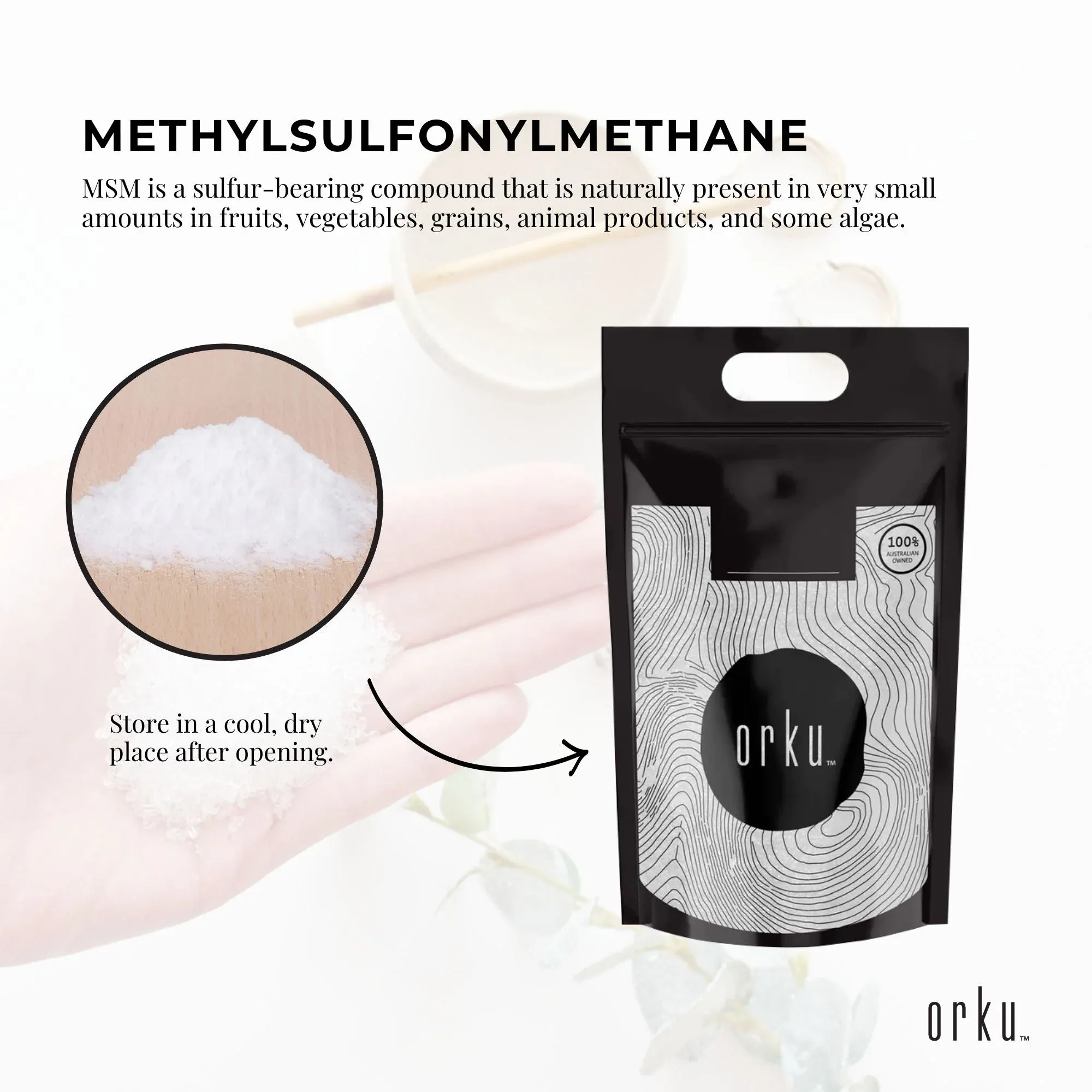Orku 5Kg MSM Powder or Crystals - 99.9% Pure USP Grade Methylsulfonylmethane β image 4