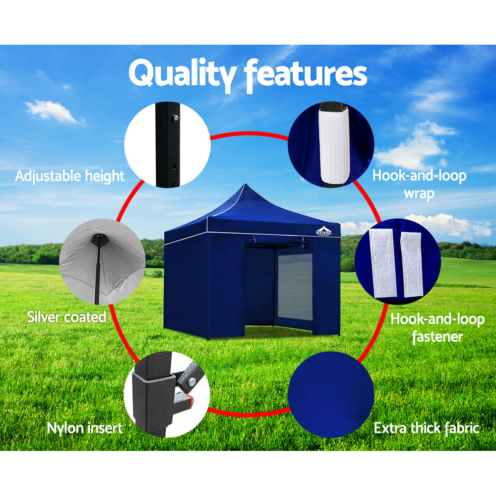 Instahut Gazebo Pop Up Marquee 3x3 Folding Tent Wedding Gazebos 500D Oxford Blue โ image 6