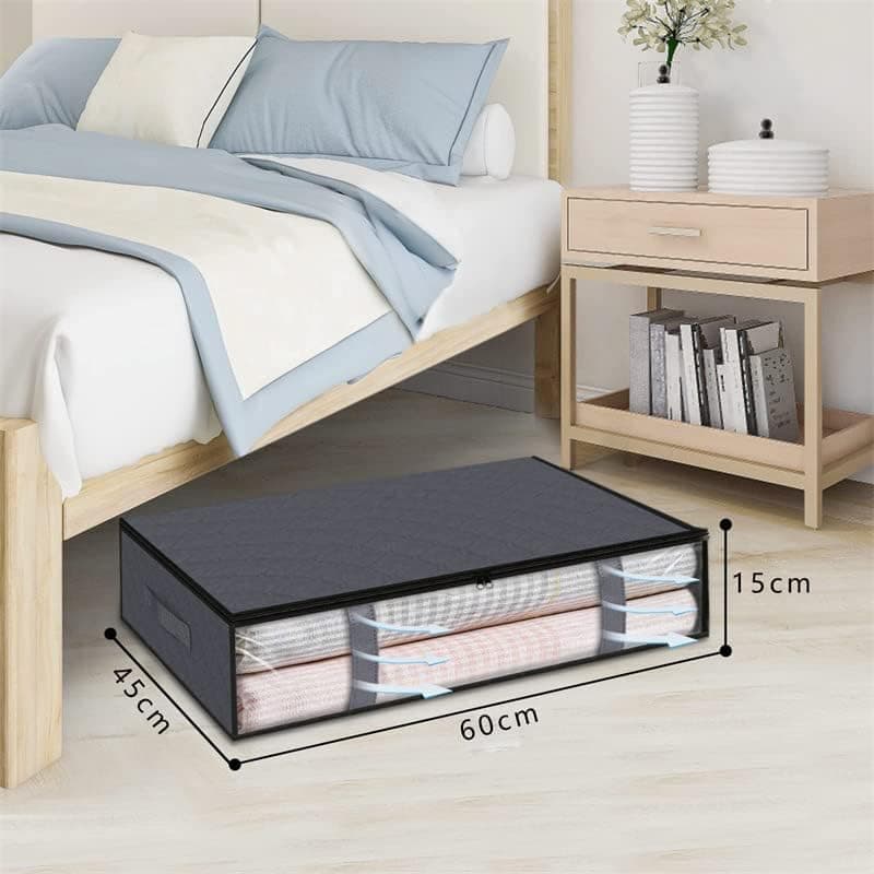 2-Pack Foldable Storage Boxes for Clothes and Blankets, Under-Bed Drawers, Multifunctional Spacious, Gray — image 2