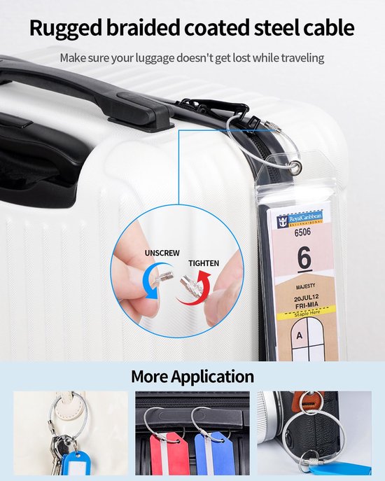 4-Piece Cruise Luggage Tags - Cruise Tag Holder - with Steel Ring - Transparent - for all your Royal Caribbean and Celebrity Cruises cruise essentials โ image 3