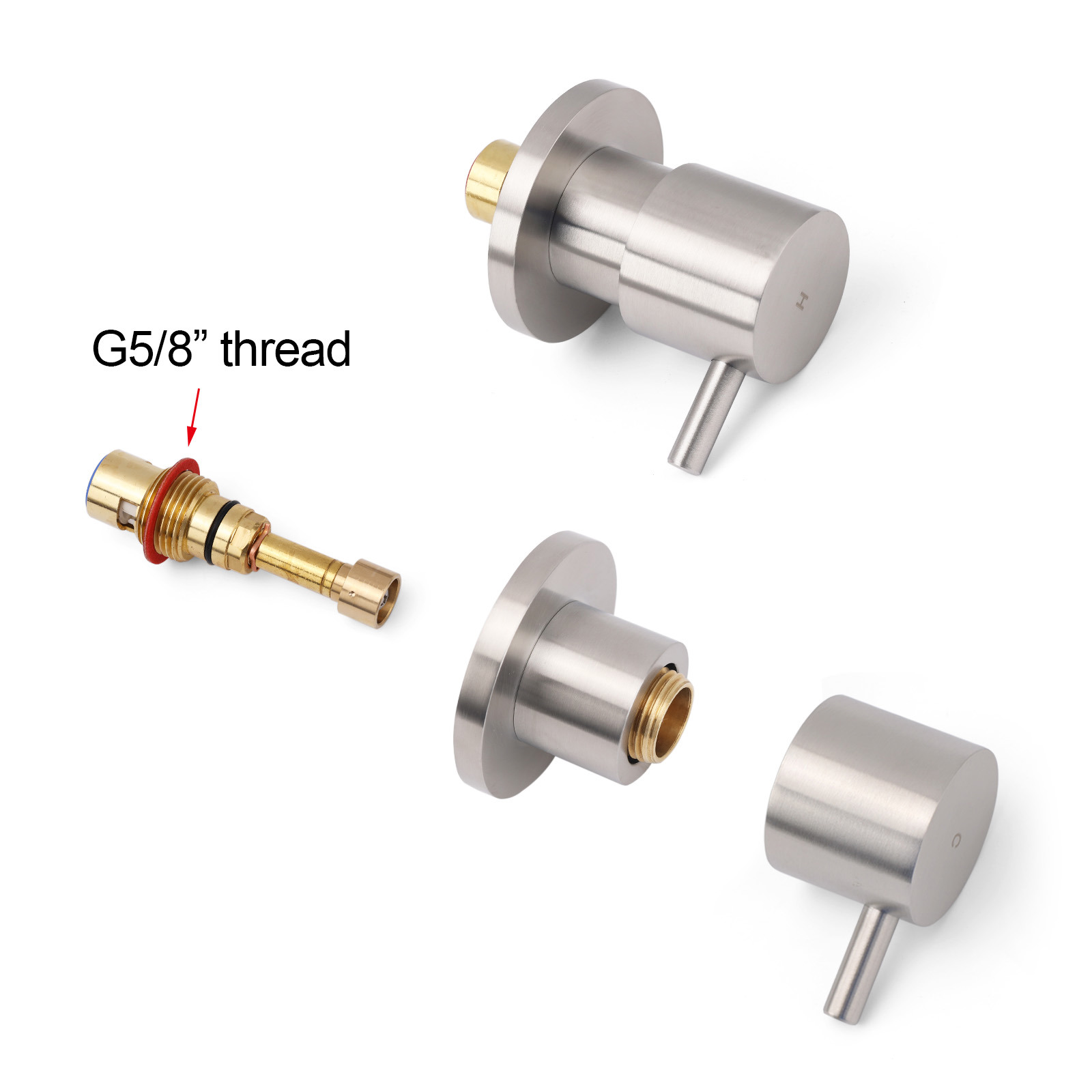 Brushed Nickel Wall Mounted 1/4 Turn Twin Shower Taps Set Hot Cold Water Valve โ image 4
