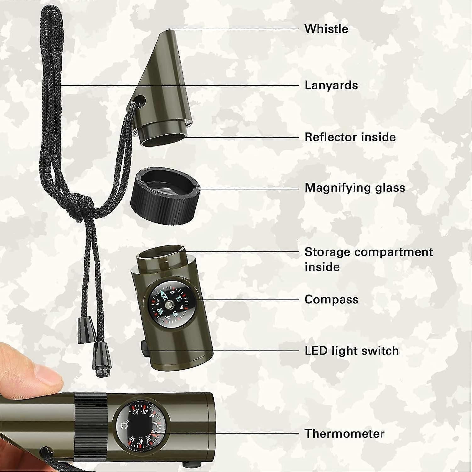 Camping Survival Kit with Lanyard Emergency Compass Safety Whistle Emergency Whistle Kid Survival Kit Outdoor Multi Function Tool for Camping Hiking โ image 3