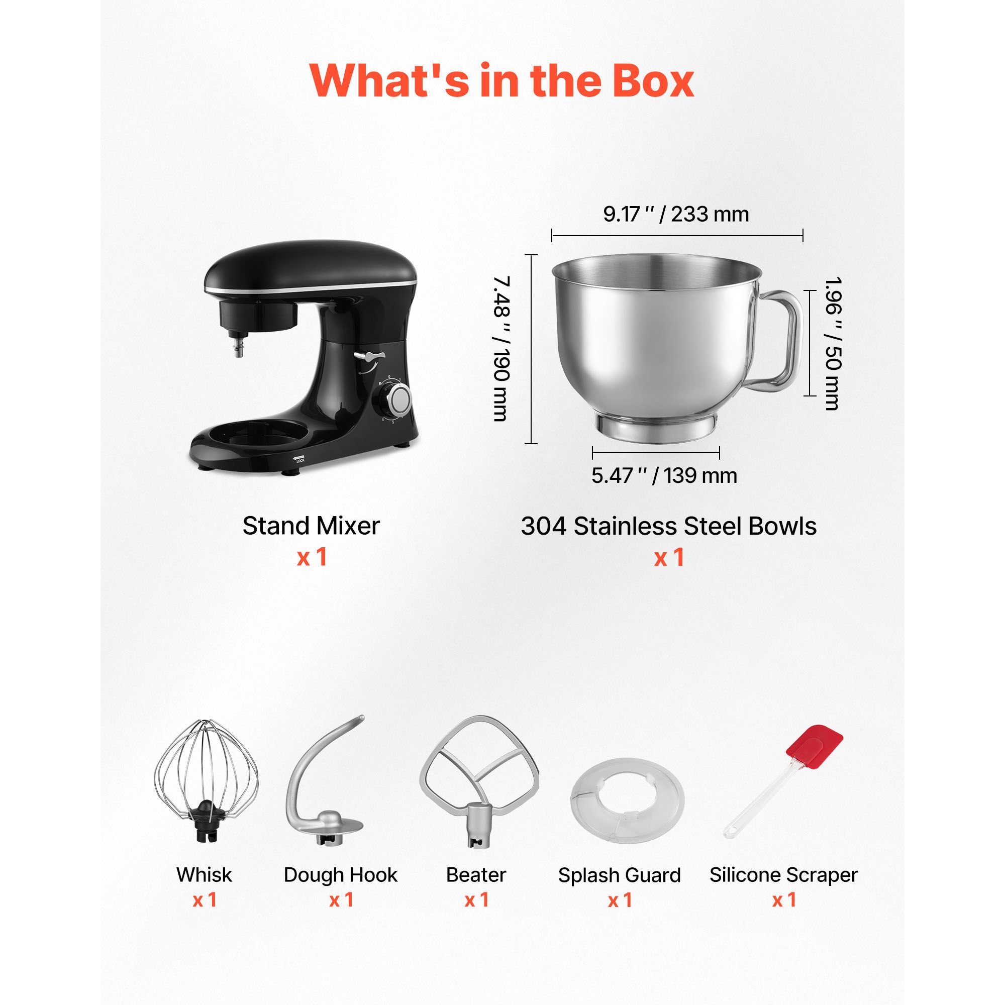 Stand Mixer 5.68 L Electric Dough Mixer 1100W 6 + P Speeds Food Beater — image 3