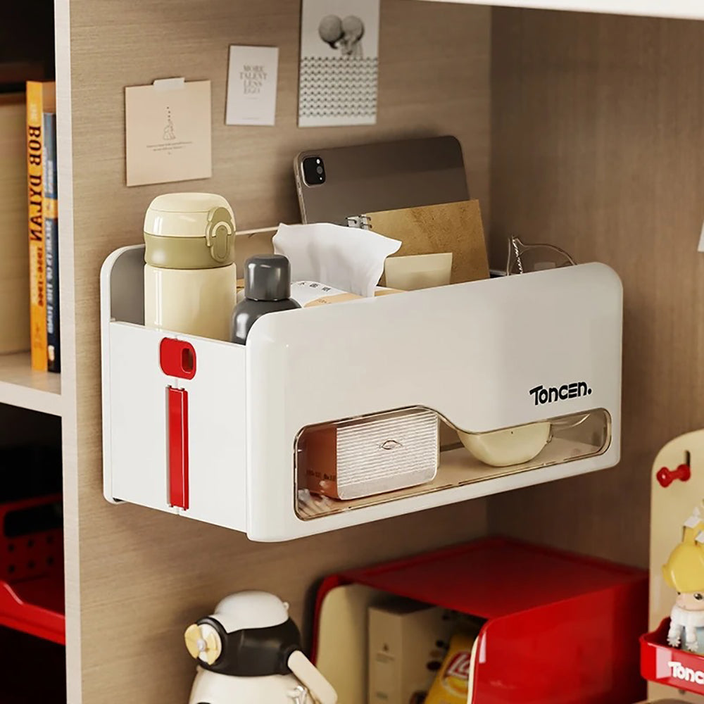 Foldable Hanging Storage Box No Drilling Required Wall-mounted Organizer (Red) — image 4