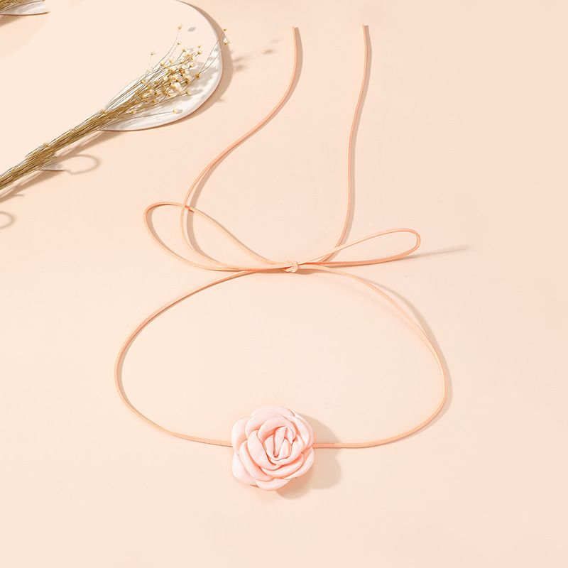 2PCS Adjustable Lace-up Design Handmade Velvet Floral Choker Necklace, Elegant Summer Necklace for Weddings, Parties, and Holiday — image 4