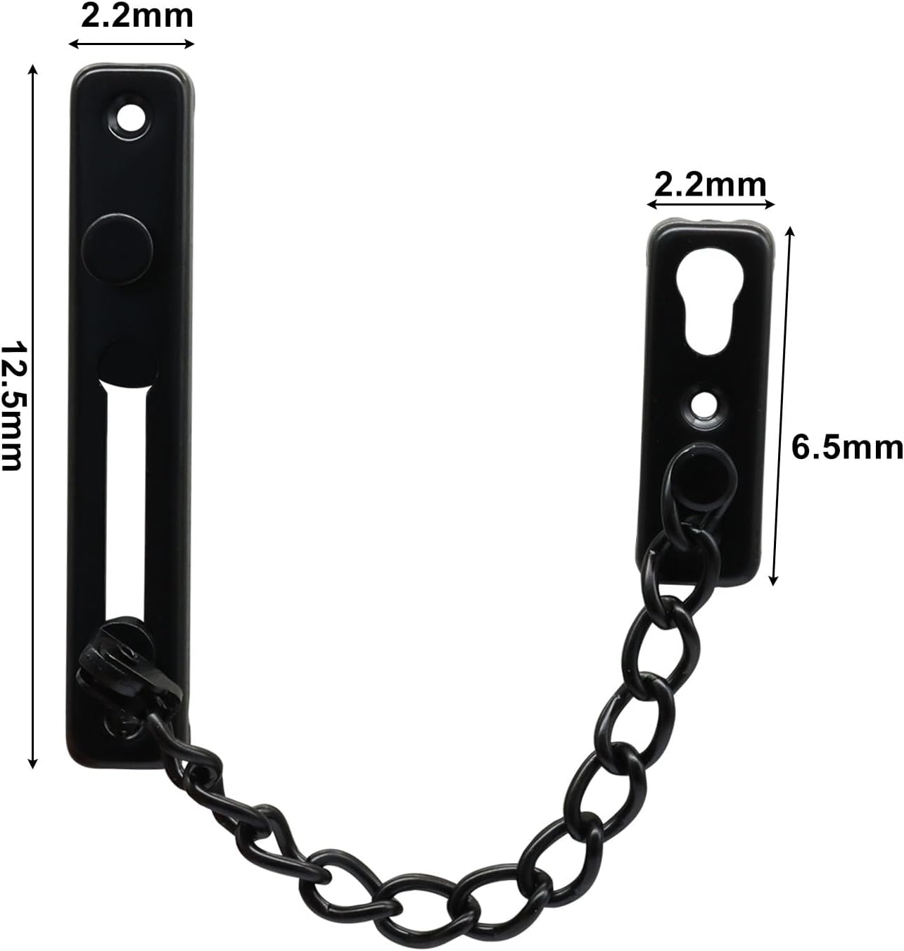 Heavy Duty Door Chain Lock with Mounting Screws, Stainless Steel Door Chain Guard for Front Doors, Pet Safe (Black, 2 Pack) — image 3