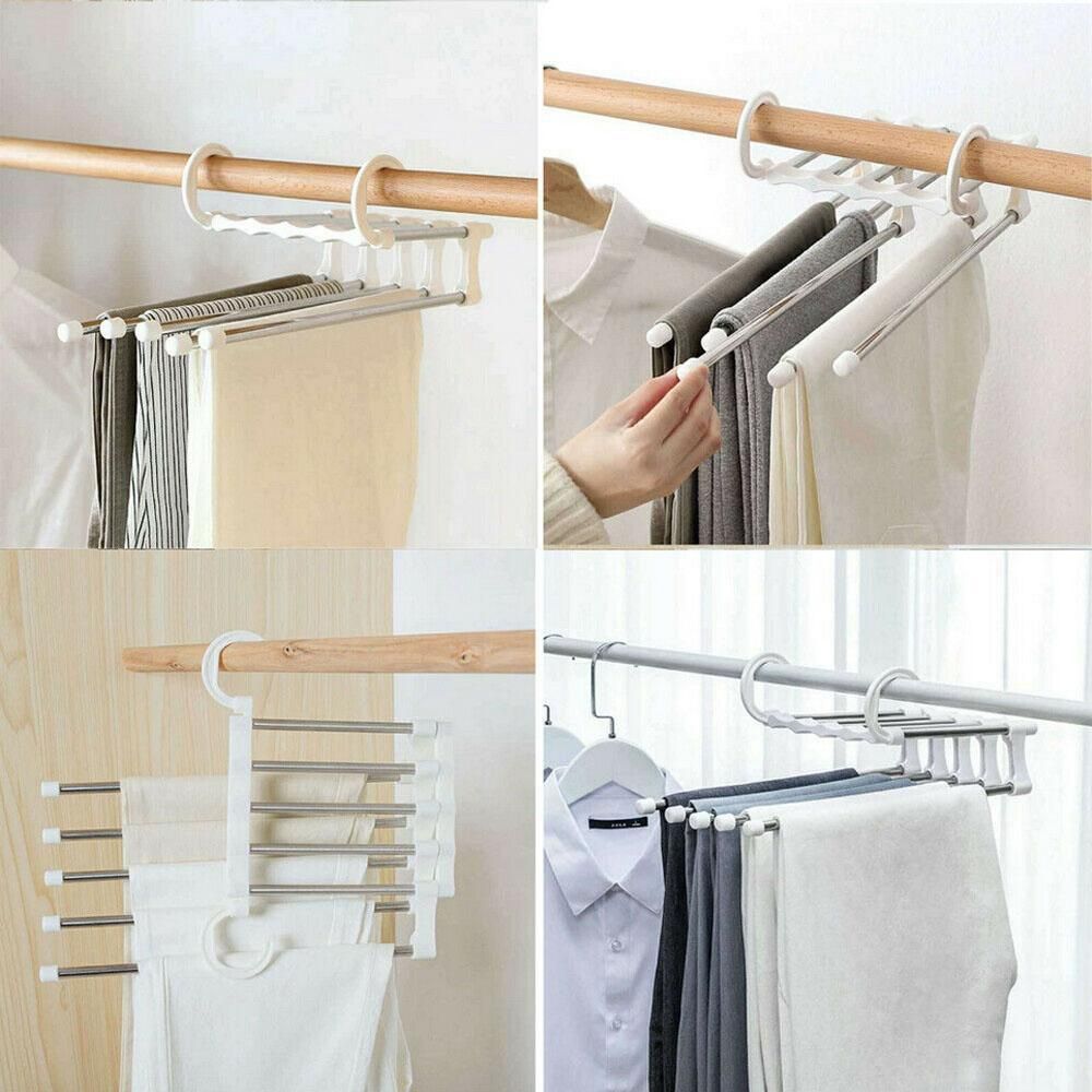 5 Clothes Hangers for Pants with Connection Hook, Black — image 3