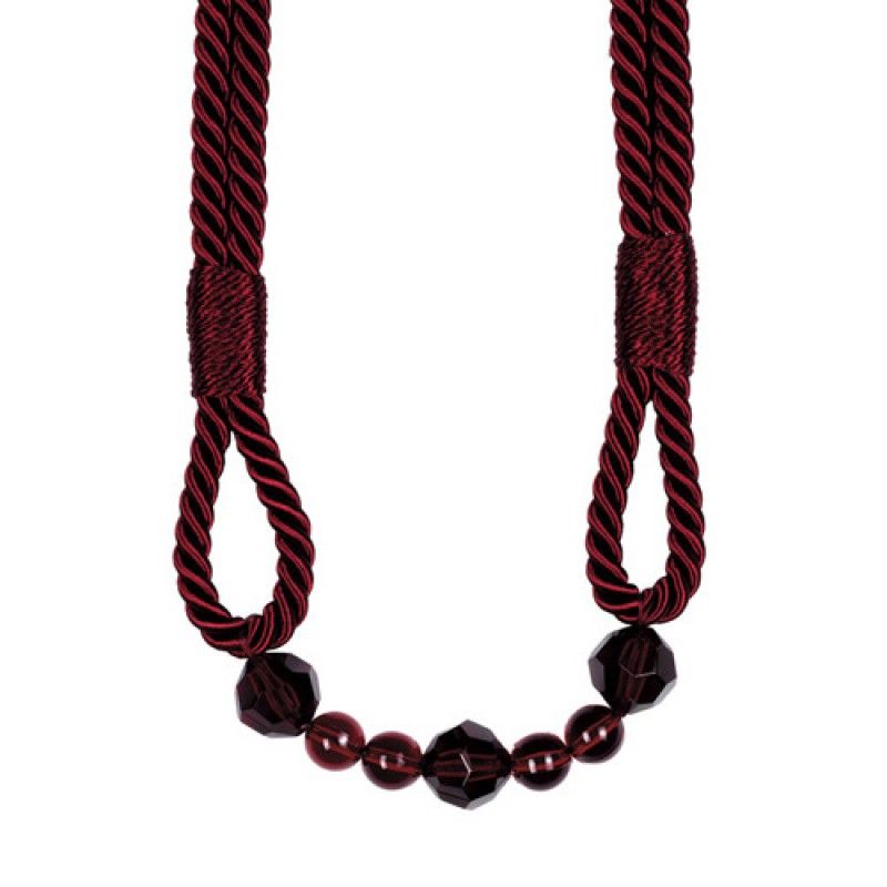 Burgundy Beaded Rope Curtain Tieback — image 2