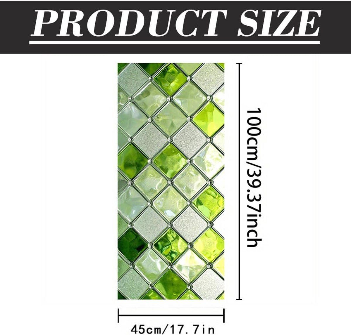 Green Stained Glass Privacy Window Film, Static-Cling Decorative Sticker, 100 × 45 cm — image 5