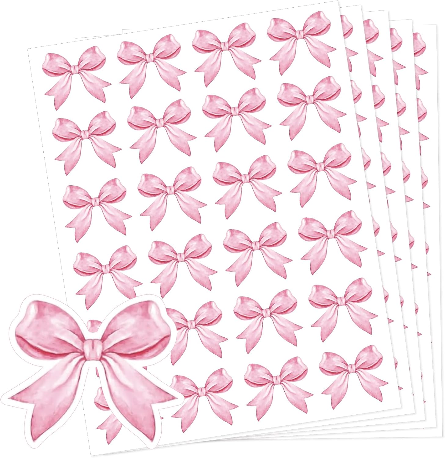 Pink Bow Stickers - Coquette Bows Stickers 480Pcs Valentines Day Bow Sticker Self Adhesive Cute Watercolor Bowknot Girly Sticker for Water Bottle Envelope Seal