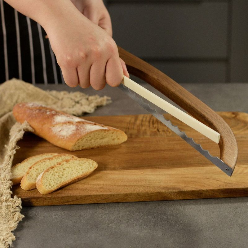 Bread Slicer Knife Set, Single Edge Stainless Steel Serrated Bread Cutter with Storage Bag, Blade Cover & Screwdriver for Baguette, Toast, Sourdough — image 2