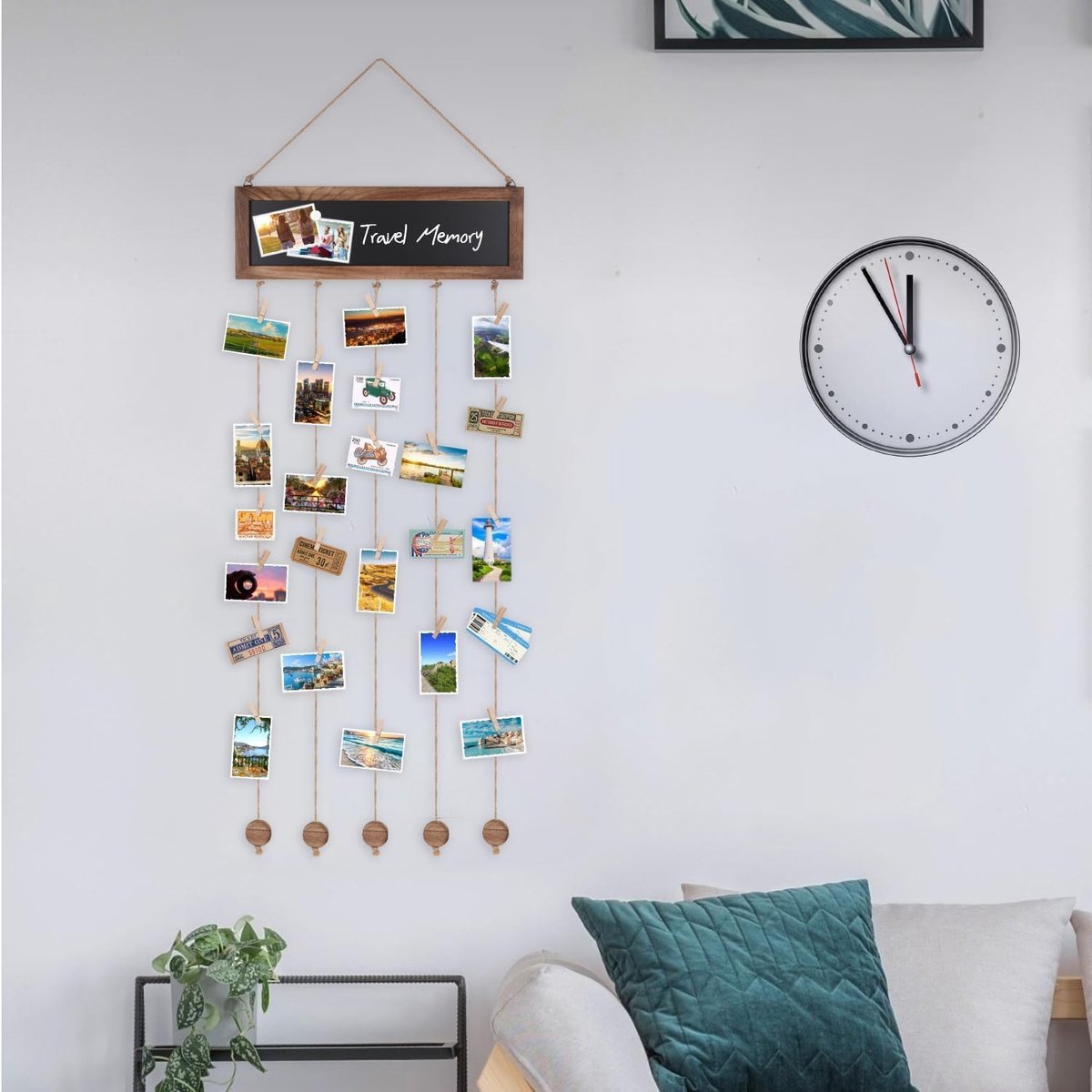 Photo album - Wall-mounted photo holder - Photo frame with display board and 30 photo clips - Wooden photo frame - Photo hanger with wall clip - Photo hanger — image 4