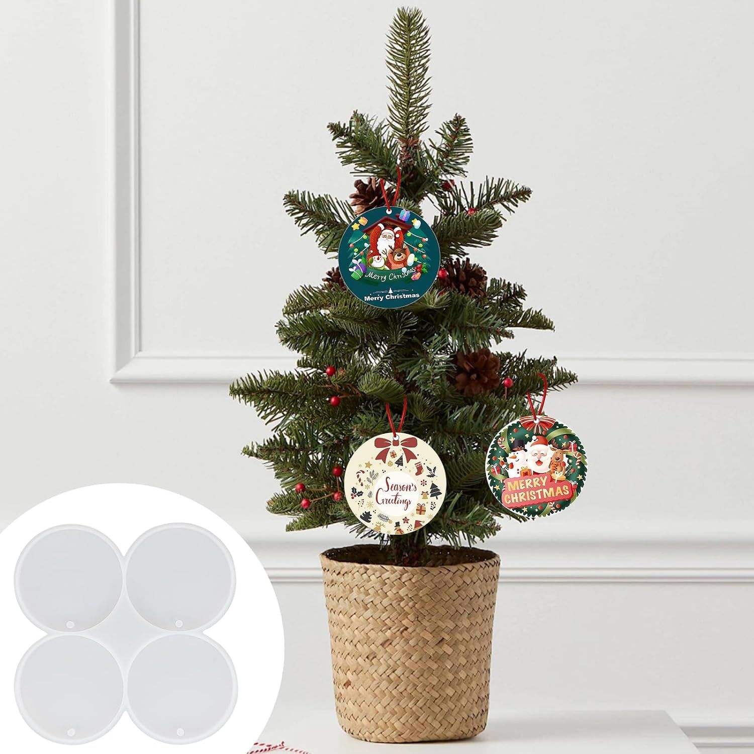 4-Cavity Christmas Ornaments Resin Molds with Hole, Reusable Epoxy Resin Round Molds for Crafting, Holiday Decorations and DIY Gifts — image 6