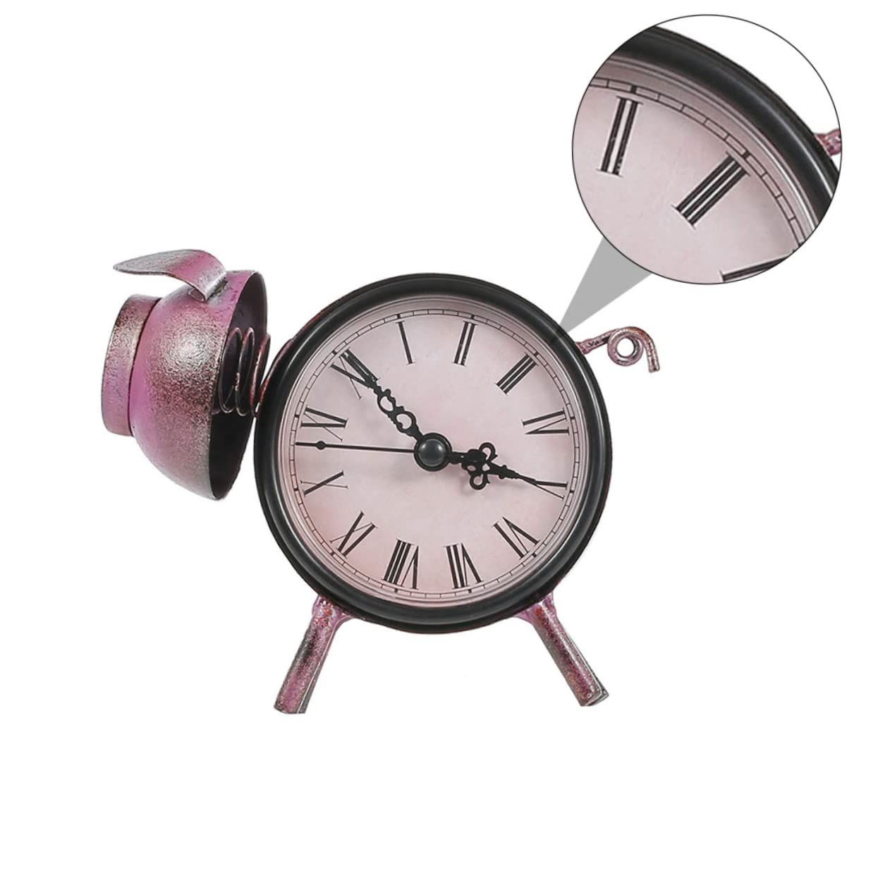 Clock Home Desk Clock Decor Pig Figure Desk Clock Iron Art Desk Clock Home Decor Vintage Desk Clock Pig Figure Clock โ image 4