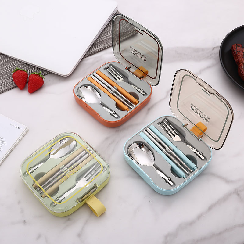 2 Sets Green Portable Stainless Steel Cutlery Set - Reusable Utensils (2 Fork, 2 Spoon, 2 pairs of Chopsticks) with Compact Travel Case โ image 3