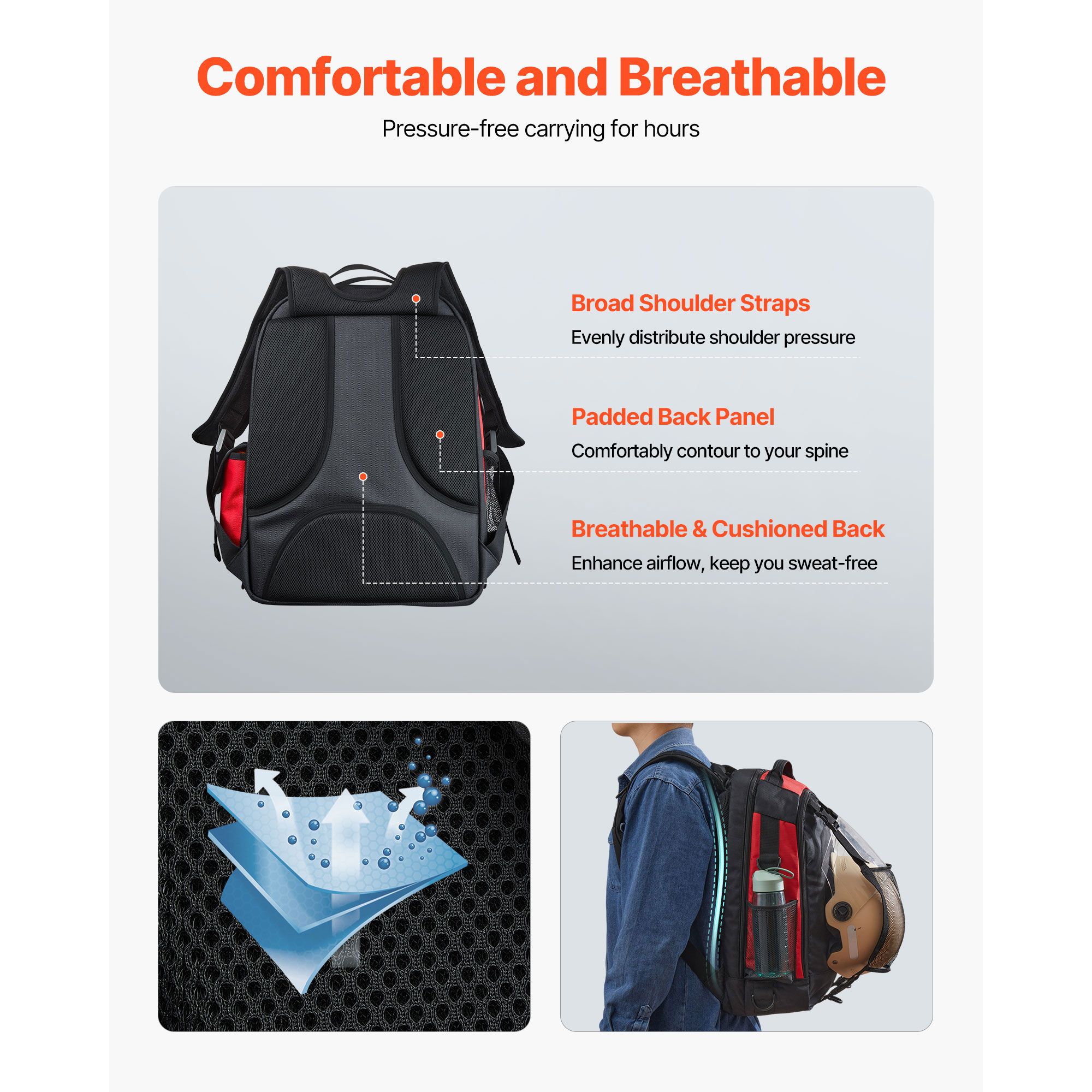 25.2L Welding Backpack 1680D Polyester Welder Backpack for Tool and Helmet — image 3