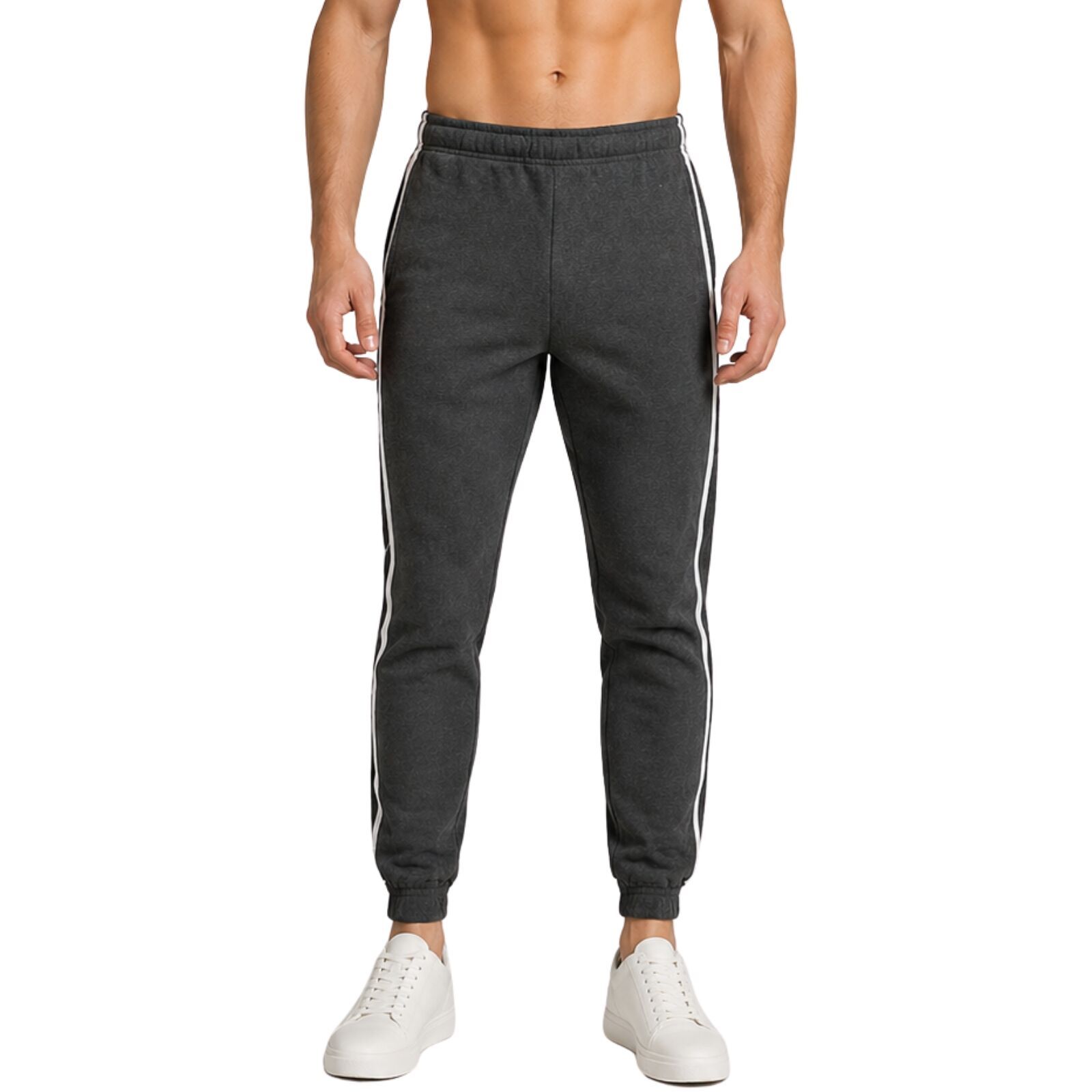 Mens Fleece Track Pants Skinny Joggers Slim Fit Sweatpants Gym - Charcoal Marle โ image 4