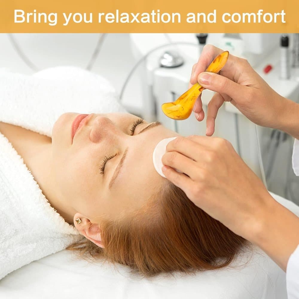 7-piece Gua Sha Set, Resin Facial and Body Massage Tool for Face Legs Back, Gold — image 6