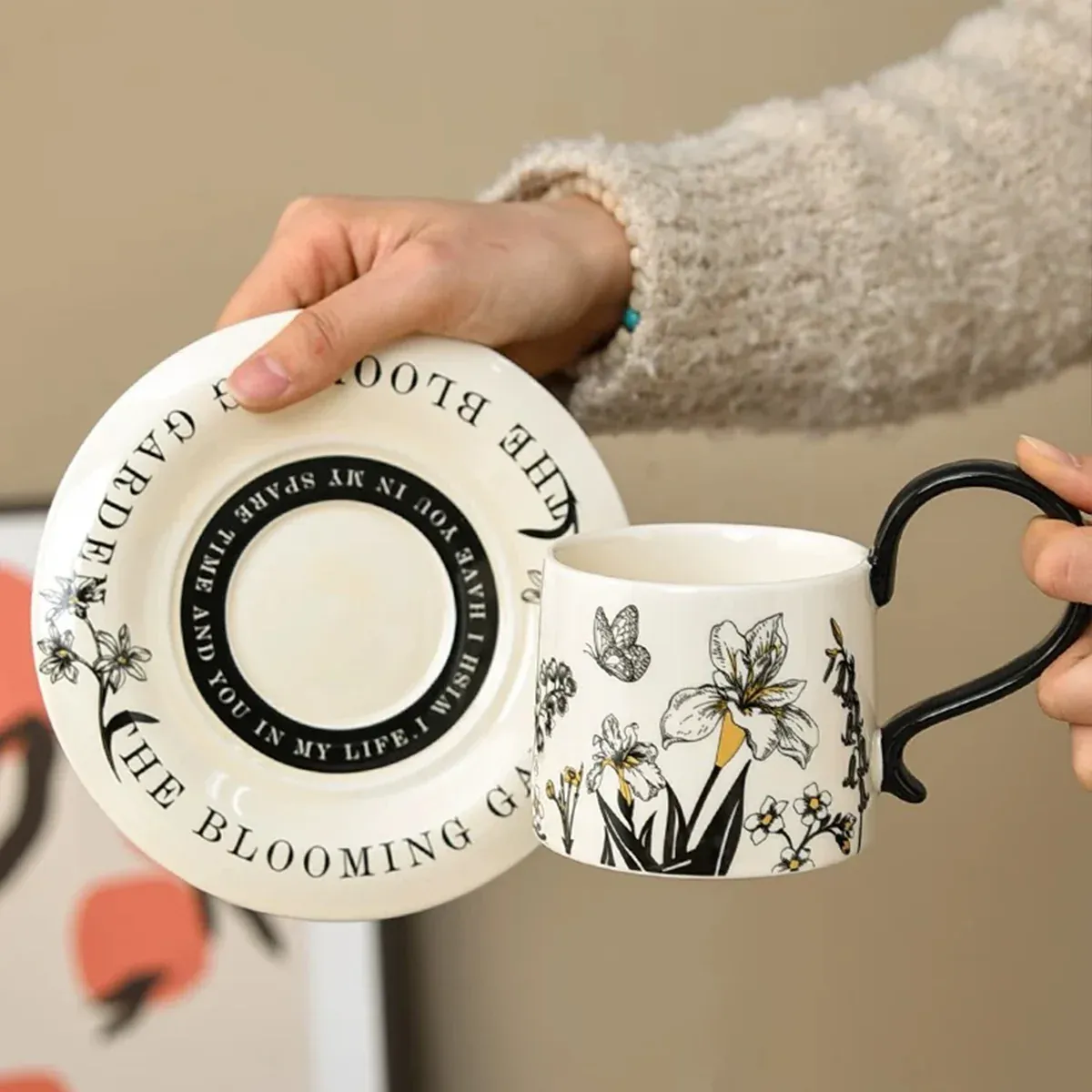 Vintage Ceramic Coffee Cup and Saucer Set Elegant Luxury Mug Gift Home Use โ image 4