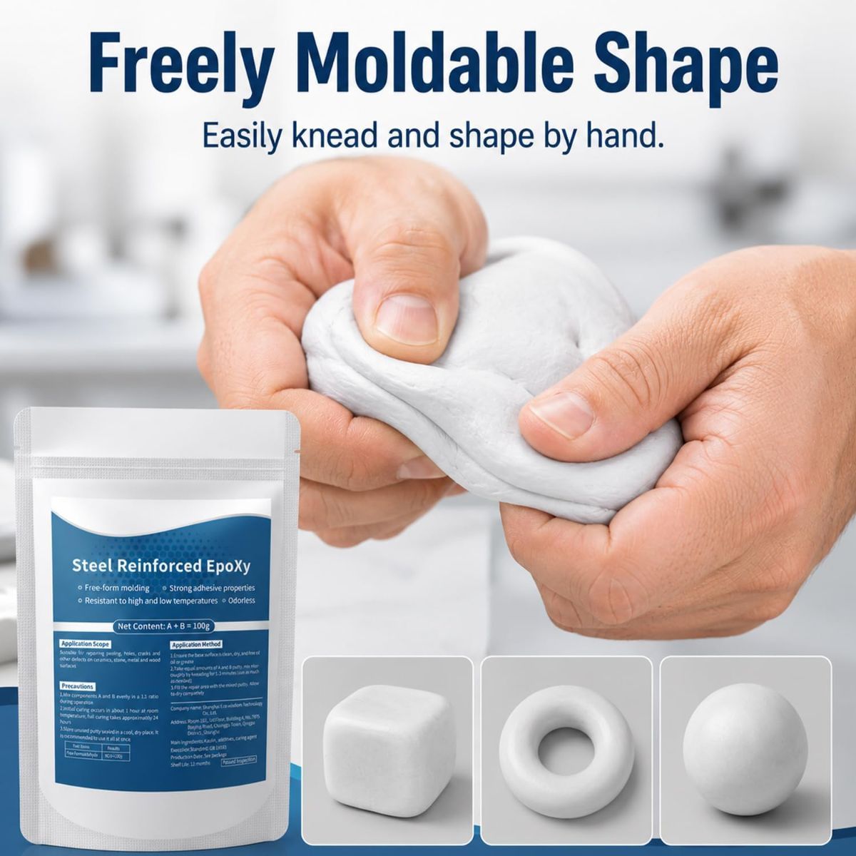 Epoxy Putty Fast Repair Clay, Repair Filler Putty for Metal Wood Ceramic Tile Stone Plastic, Crack Hole Filling & Permanent Surface Repair Putty - White - Size โ image 2