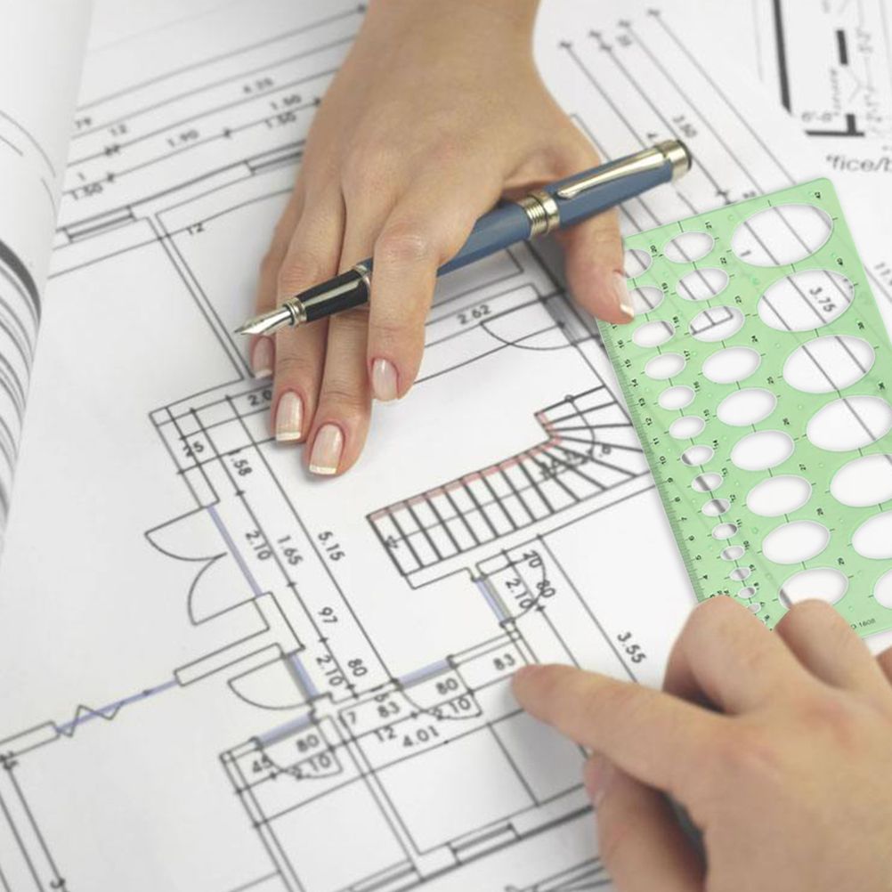 9Pcs Drawings Templates Measuring Geometric Rulers Plastic Draft Rulers for Engineering Building Studying and Designing โ image 2