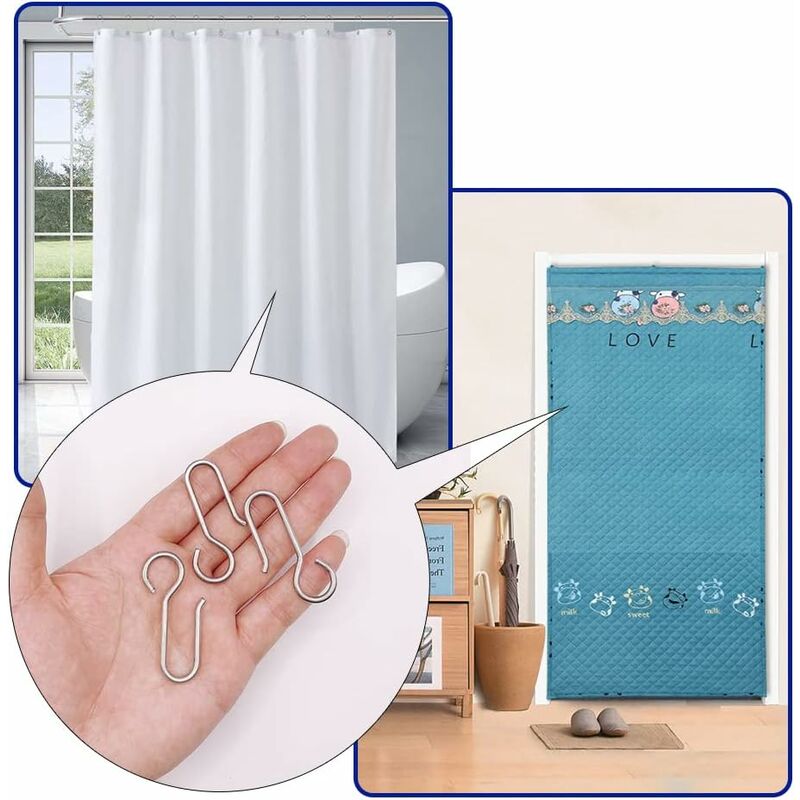 Curtain Clips, 40 Pieces Curtain Rail Hooks, Heavy Duty Zinc Curtain Hooks, for Door Curtains, etc. (50x2.5mm) — image 4