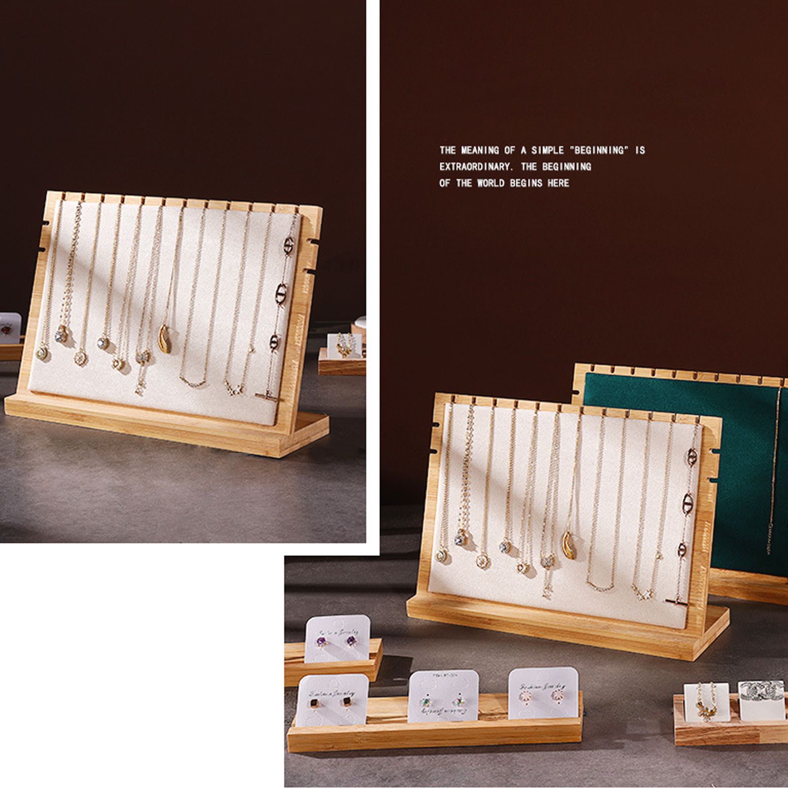 Bamboo Wood Pendant Display Board Jewelry Display Board Necklace Rack Removable Jewelry Display Props โ image 6